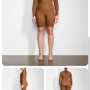 Skims NWT all in one mid thigh bodysuit caramel size L
